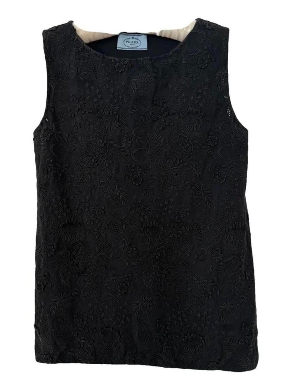 Prada embroidered black top